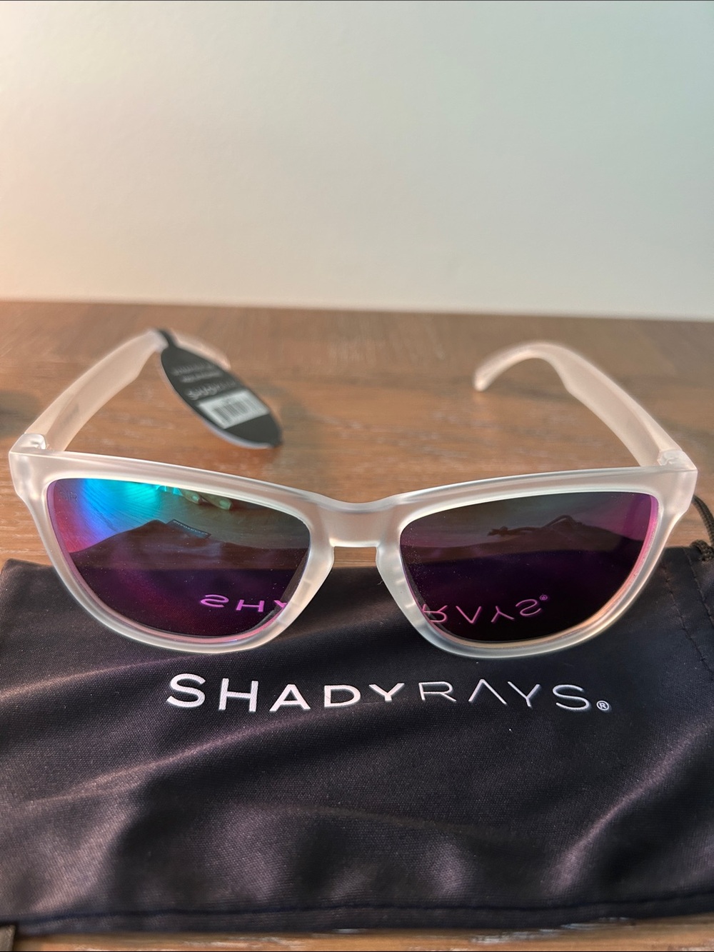 Shady Rays Frosted Frame Sunglasses with Multicolored Mirrored Lenses